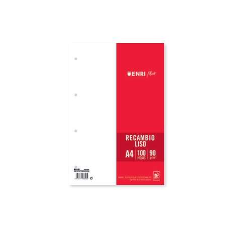 Enri Plus Recharge Format A4 - Lisse 4 Trous - 100 Feuilles 90gr