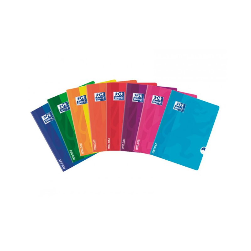 LOT de 10 Cahier agrafé Oxford Openflex - Format A5+ - 48 feuilles blanches - Encre transparente - Couleurs assorties