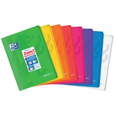 LOT de 10 Oxford Easybook Carnet agrafé A4 – Couverture en plastique robuste – Grille 5 x 5 avec 2 marges – 48 feuilles de papie