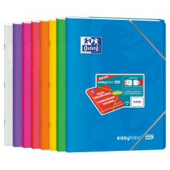 LOT de 10 Carnet agrafé Oxford Easybook Max A4 - Couverture plastique robuste - 1 ligne avec 2 marges - 48 feuilles de papier de