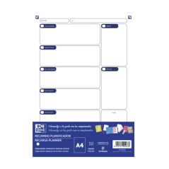 LOT de 15 Oxford A4 Planner Remplacement 30 feuilles - Non daté - Idéal pour organiser vos tâches quotidiennes - Compatible avec