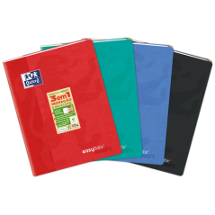 LOT de 10 Oxford Easybook Kraft A4 - Couverture souple - Carnet agrafé - 1 ligne avec 2 marges - 48 feuilles - Couleurs assortie