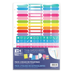 LOT de 10 Oxford Pack de 2 Feuilles d'Autocollants - Design Varié - Adhésif de Haute Qualité - Idéal pour Décorer les Carnets