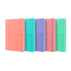 LOT de 5 Oxford Signature Carnet Cousu Couverture Extra Rigide A5 Uni 80 Feuilles Assortiment Pastel - Format A5 - Couverture Ex