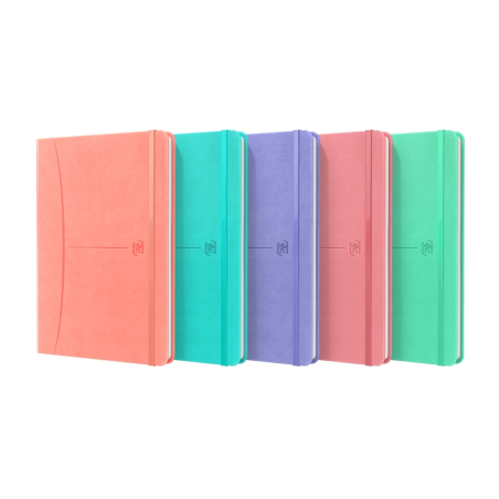 LOT de 5 Oxford Signature Carnet Cousu Couverture Extra Rigide A5 Uni 80 Feuilles Assortiment Pastel - Format A5 - Couverture Ex