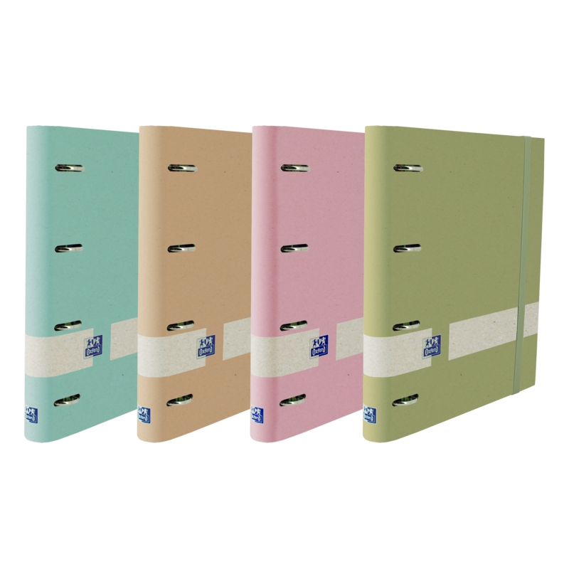 LOT de 4 Assortiment Oxford Nature Europeanbinder A4+ Couverture Extra Rigide 4x35 avec Recharge Pastel 5x5 - Dossier Écologique