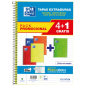 Oxford School Classic Write&Erase Pack 4+1 Fº - Carnet à Spirale - Couverture Extra Rigide - 1 Ligne avec Marge - 80 Feuilles -