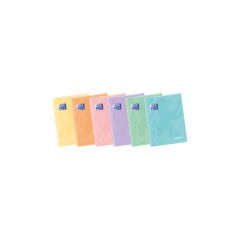 LOT de 10 Oxford Easybook Carnet agrafé A5 - Couverture plastique robuste - 48 feuilles avec marge - Design pastel 4x4 - Idéal p