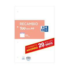 Oxford Recharge Format A4 Uni 4 Trous - 100 Feuilles Vrac