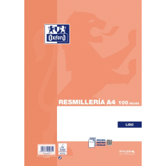 Ramette Oxford de 100 feuilles blanches - Format A4 - Couverture souple - Sans perforations - Orange