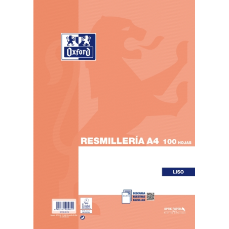 Ramette Oxford de 100 feuilles blanches - Format A4 - Couverture souple - Sans perforations - Orange