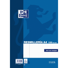 Ramette Oxford de 100 feuilles - Format A4 - Quadrillage 4x4 mm avec marges - Couverture souple - Sans perforations - Bleu