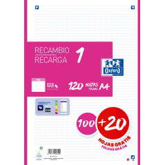 LOT de 13 Recharge Oxford School A4 - 5x5 - 100+20 Feuilles - Couleur Fuchsia