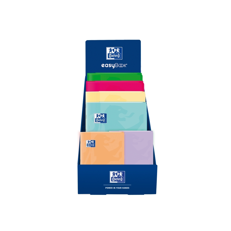 Présentoir Oxford avec 40 cahiers agrafés - Formats A4 et A5 - Poche intérieure - Rabats - Marque-page - Anti-bavure - Couleurs
