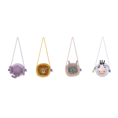 LOT de 8 Sac Enfant Oxford Kids Peluche Soft Touch - Idéal pour les Jeunes Enfants - Design de 4 Animaux - Texture Douce et Agré