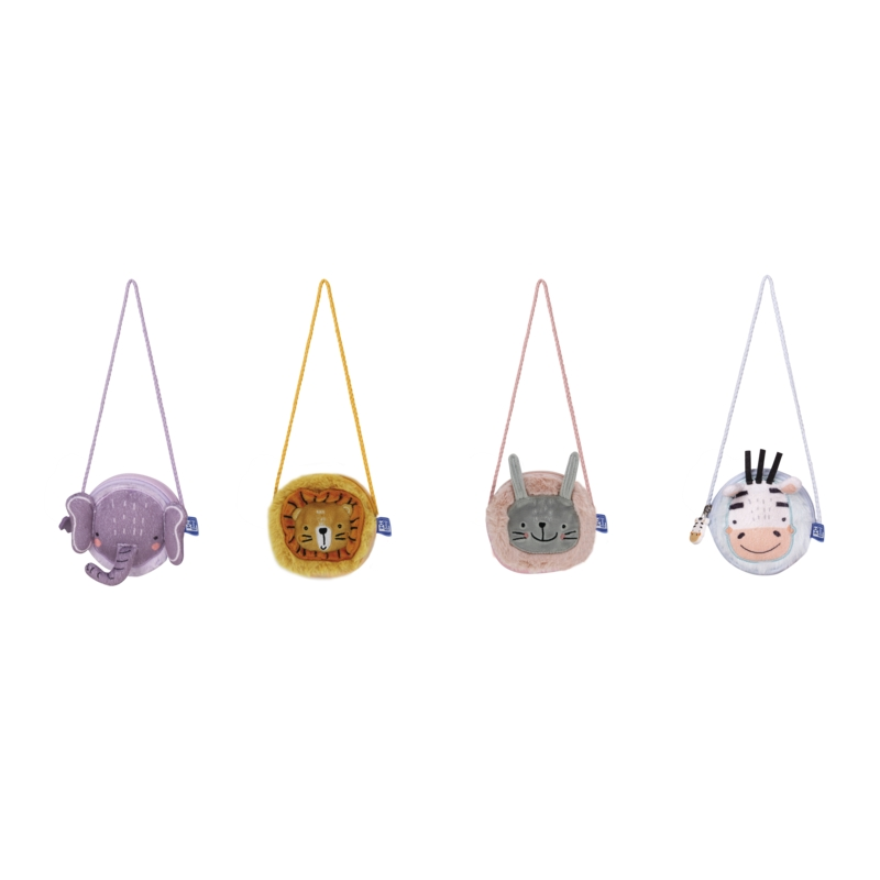 LOT de 8 Sac Enfant Oxford Kids Peluche Soft Touch - Idéal pour les Jeunes Enfants - Design de 4 Animaux - Texture Douce et Agré