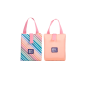 LOT de 4 Porte-aliments réutilisable Oxford avec poignée Colorblock - Polyester recyclé RPET - Sans BPA - Pratique et écologique