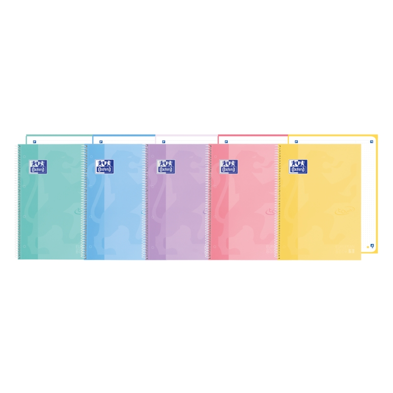 LOT de 5 Oxford School Touch Europeanbook 1 Dotbook A4+ - Couverture Extra Rigide - Dots 5x5 - 80 Feuilles - Couleurs Assorties