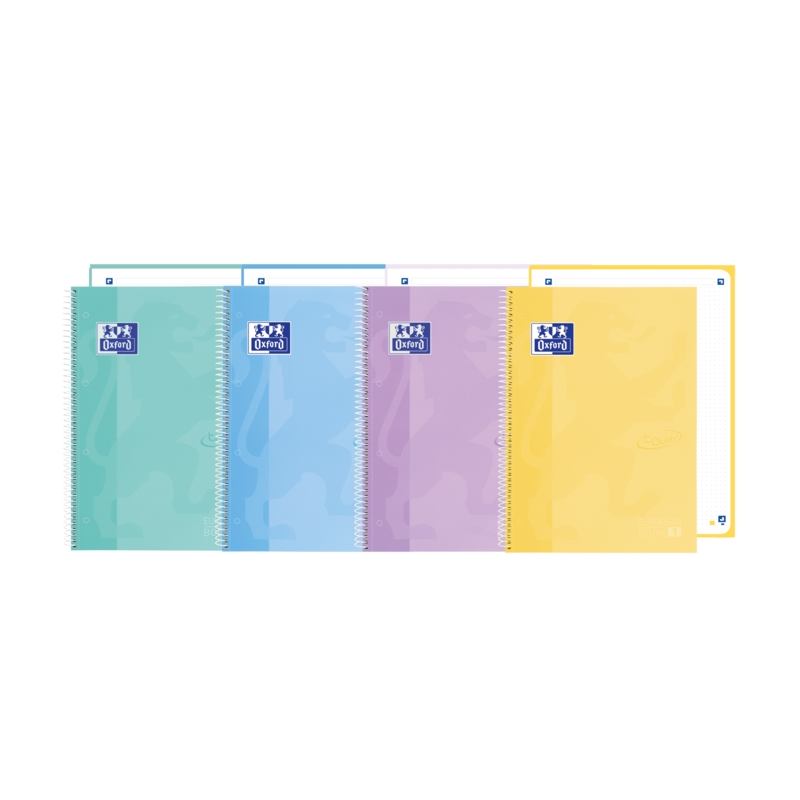LOT de 5 Oxford School Touch Europeanbook 1 Dotbook A5+ - Couverture Extra Rigide - Dots 5x5 - 80 Feuilles - Couleurs Assorties