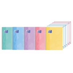 LOT de 5 Oxford School Touch Europeanbook 5 Dotbook A4+ - Couverture Extra Rigide - Dots 5x5 - 120 Feuilles - Couleurs Assorties