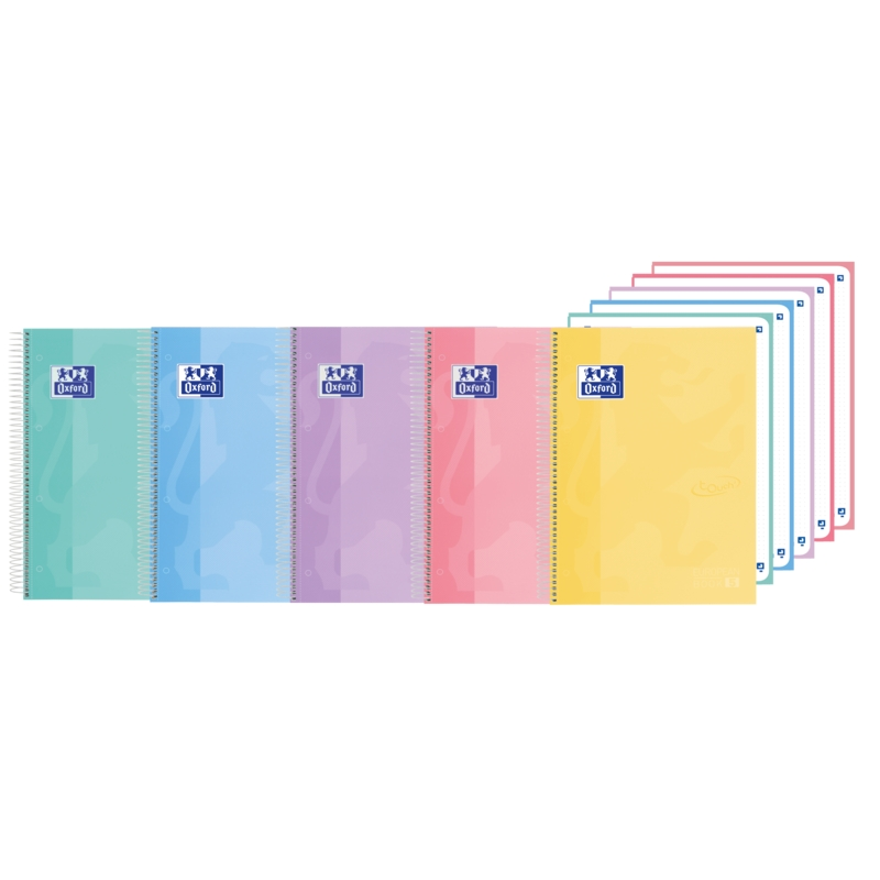 LOT de 5 Oxford School Touch Europeanbook 5 Dotbook A4+ - Couverture Extra Rigide - Dots 5x5 - 120 Feuilles - Couleurs Assorties