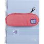 Trousse Oxford Kangoo à crochet en B - Poche intérieure en filet - Fermeture élastique pour cahiers - Semi-rigide - 21 x 8 x 4,8