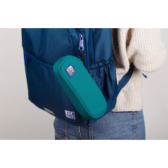 Trousse Oxford Kangoo à crochet en B avec poche intérieure en filet et fermeture élastique pour cahiers - Semi-rigide - Bleu tur