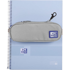 Trousse Oxford Kangoo à crochet en B avec poche intérieure en filet et fermeture élastique pour cahiers - Semi-rigide - Grise