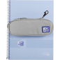 Trousse Oxford Kangoo à crochet en B avec poche intérieure en filet et fermeture élastique pour cahiers - Semi-rigide - Grise