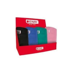 Présentoir Enri de 20 étuis de transport à 1 compartiment - En néoprène - Couleurs noir, rose, bleu et vert