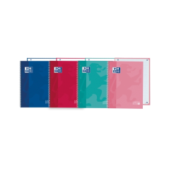 LOT de 5 Cahier à spirale Oxford - Format A5+ - 80 feuilles - Quadrillage 5x5 mm - Couverture rigide - Numérisation de texte via
