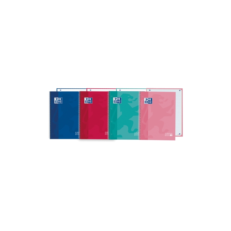 LOT de 5 Cahier à spirale Oxford - Format A5+ - 80 feuilles - Quadrillage 5x5 mm - Couverture rigide - Numérisation de texte via