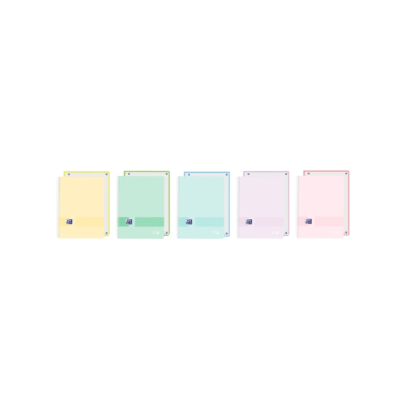 LOT de 5 Cahier à spirale Oxford Live and Go - Format A4+ - 80 feuilles - Lignes simples - Couverture plastique - Numérisation d