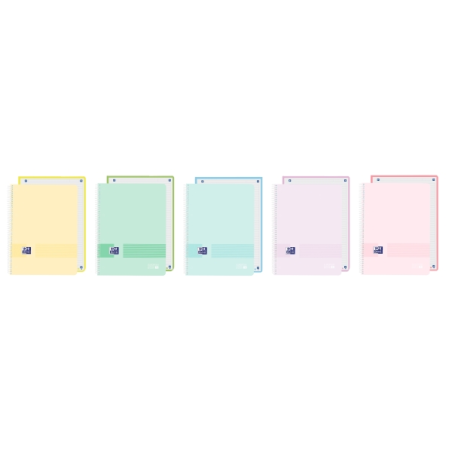 LOT de 5 Cahier à spirale Oxford Live and Go - Format A4+ - 80 feuilles - Lignes simples - Couverture plastique - Numérisation d