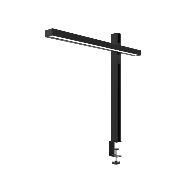 Lampe de bureau LED Unilux Zenith à pince - Bras pivotant et coulissant - Interrupteur tactile - Minuterie - Noire