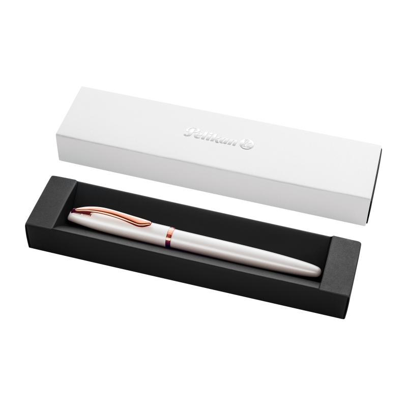Stylo plume Pelikan Jazz Noble - Plume moyenne - Corps satiné avec détails chromés - Mécanisme à cartouche universel - Coffret c