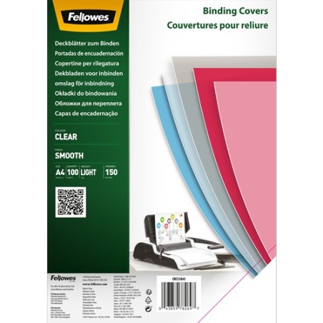 ✅ Fellowes Lot de 100 couvertures transparentes en polyéthylène pour documents A4 - Épaisseur 150 microns - U en stock