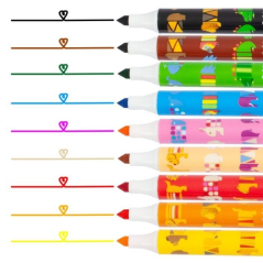 Lot de 9 feutres colorés Pelikan Combino Jumbo - Lavables - Non toxiques - 2 épaisseurs de trait - Pointe en fibre - Couleurs as