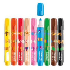 Lot de 9 feutres colorés Pelikan Combino Jumbo - Lavables - Non toxiques - 2 épaisseurs de trait - Pointe en fibre - Couleurs as