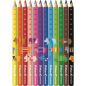 Pelikan - Boîte de 12 crayons de couleur jumbo - Boîte en métal - Forme triangulaire - Corps décoré - Lavables - Non toxiques -