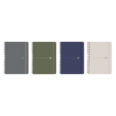 LOT de 4 Cahier à spirale Oxford - Format B5 - 96 feuilles pointillées - Couverture rigide - Couleurs assorties