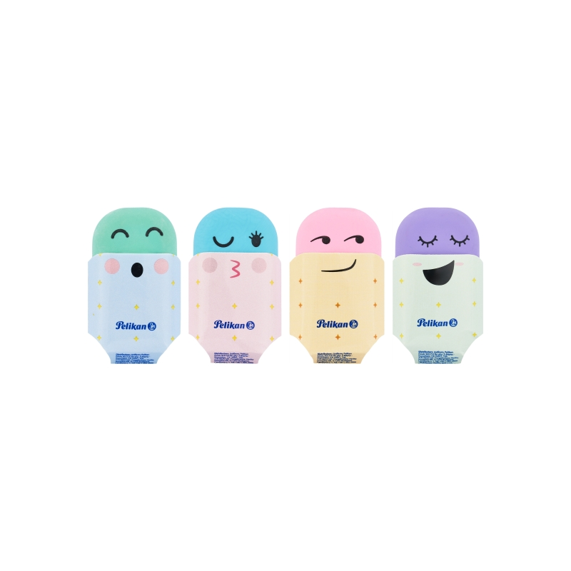 LOT de 20 Gomme Pelikan Squeezy You - Motifs imprimés - Sans PVC ni phtalates - Couleurs assorties
