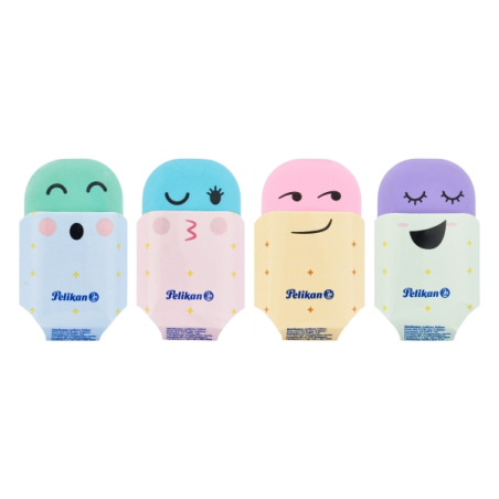 LOT de 20 Gomme Pelikan Squeezy You - Motifs imprimés - Sans PVC ni phtalates - Couleurs assorties