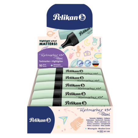 LOT de 10 Marqueur fluorescent Pelikan Textmarker 490 - Ergonomique - À base d'eau - Pointe biseautée avec 3 épaisseurs de trait
