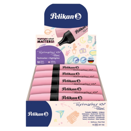 LOT de 10 Marqueur fluorescent Pelikan Textmarker 490 - Ergonomique - À base d'eau - Pointe biseautée avec 3 épaisseurs de trait
