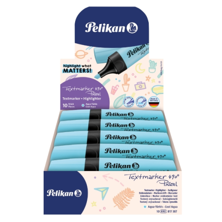 LOT de 10 Marqueur fluorescent Pelikan Textmarker 490 - Ergonomique - À base d'eau - Pointe biseautée avec 3 épaisseurs de trait