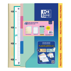 Pack scolaire Oxford Live and Go avec classeur à anneaux A4 Plus - Recharge de 80 feuilles lignées - Intercalaires en plastique