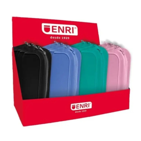 Présentoir Enri de 20 valises de transport avec 3 compartiments - Fermetures éclair - En polyester - Couleurs assorties