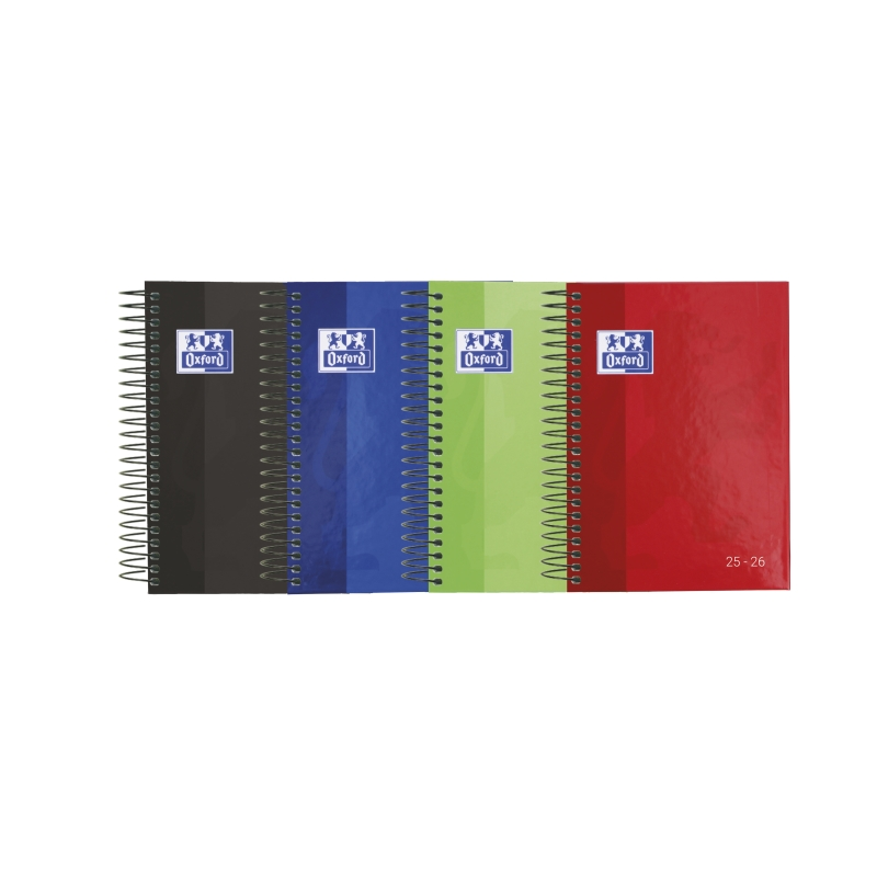 LOT de 8 Agenda scolaire Oxford 25/26 jours à spirales - Lot de 8 - Couverture extra rigide et brillante - Coins microperforés -