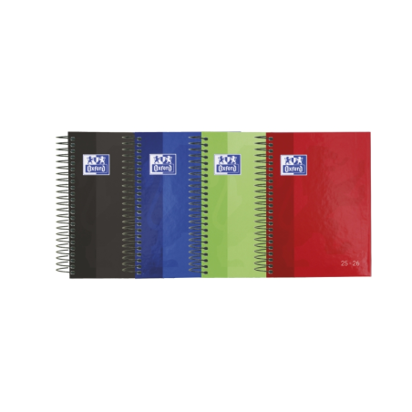 LOT de 8 Agenda scolaire Oxford 25/26 jours à spirales - Lot de 8 - Couverture extra rigide et brillante - Coins microperforés -